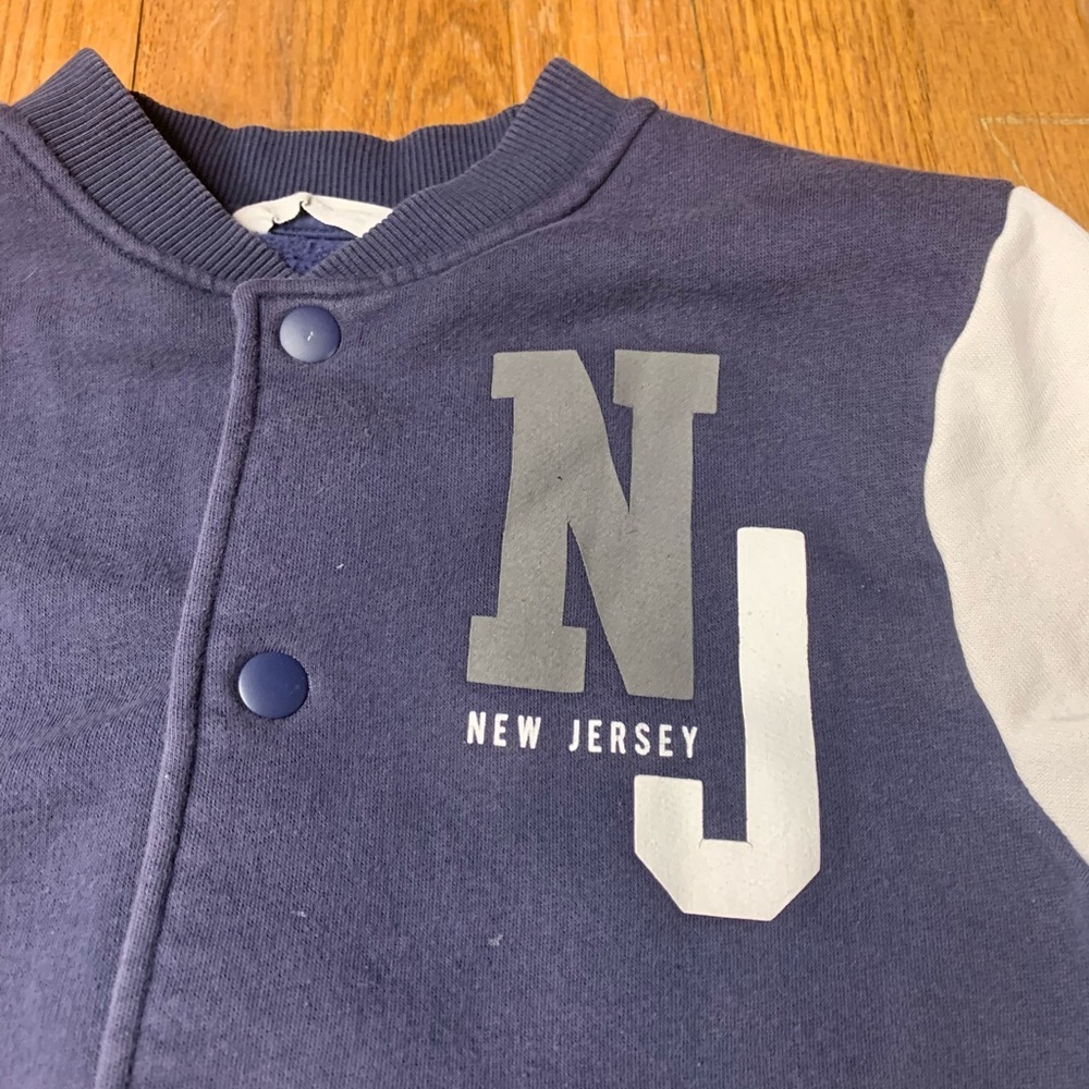 MNG Kids Navy Blue & White Varsity Bomber Jacket - Size 9/10 (140cm) - Picture 2 of 11